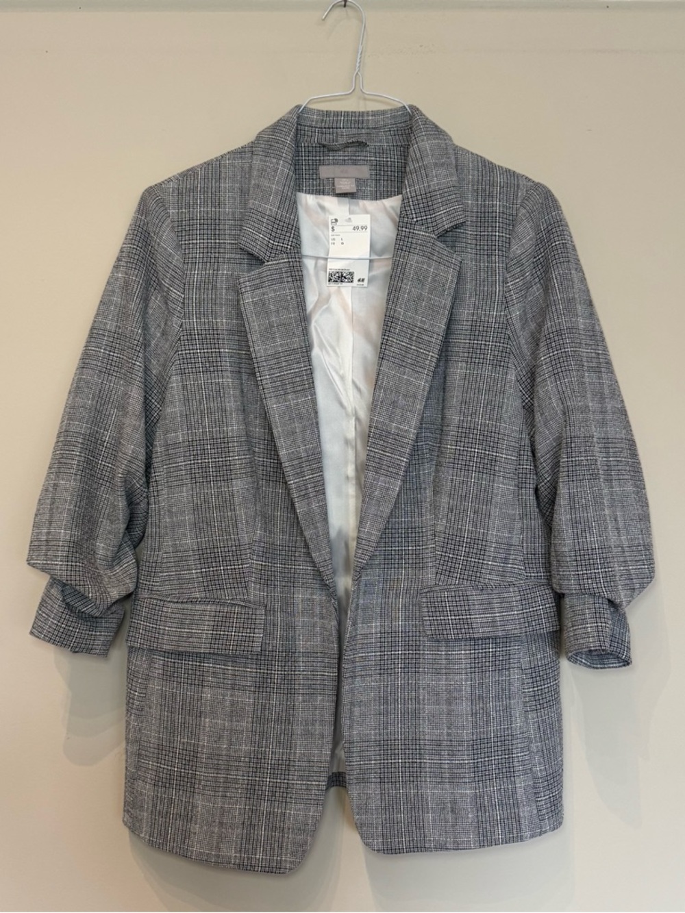 H&M Black and White Plaid Blazer